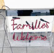 1 x Restaurant Neon Window Sign in Acrylic Case - FAMILIES WELCOME - Size: 69 x 59 cms