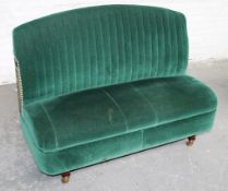 1 x Commercial Freestanding 2-Seater Booth Seating Sofa In A Deep Green Velvet With A Bespoke