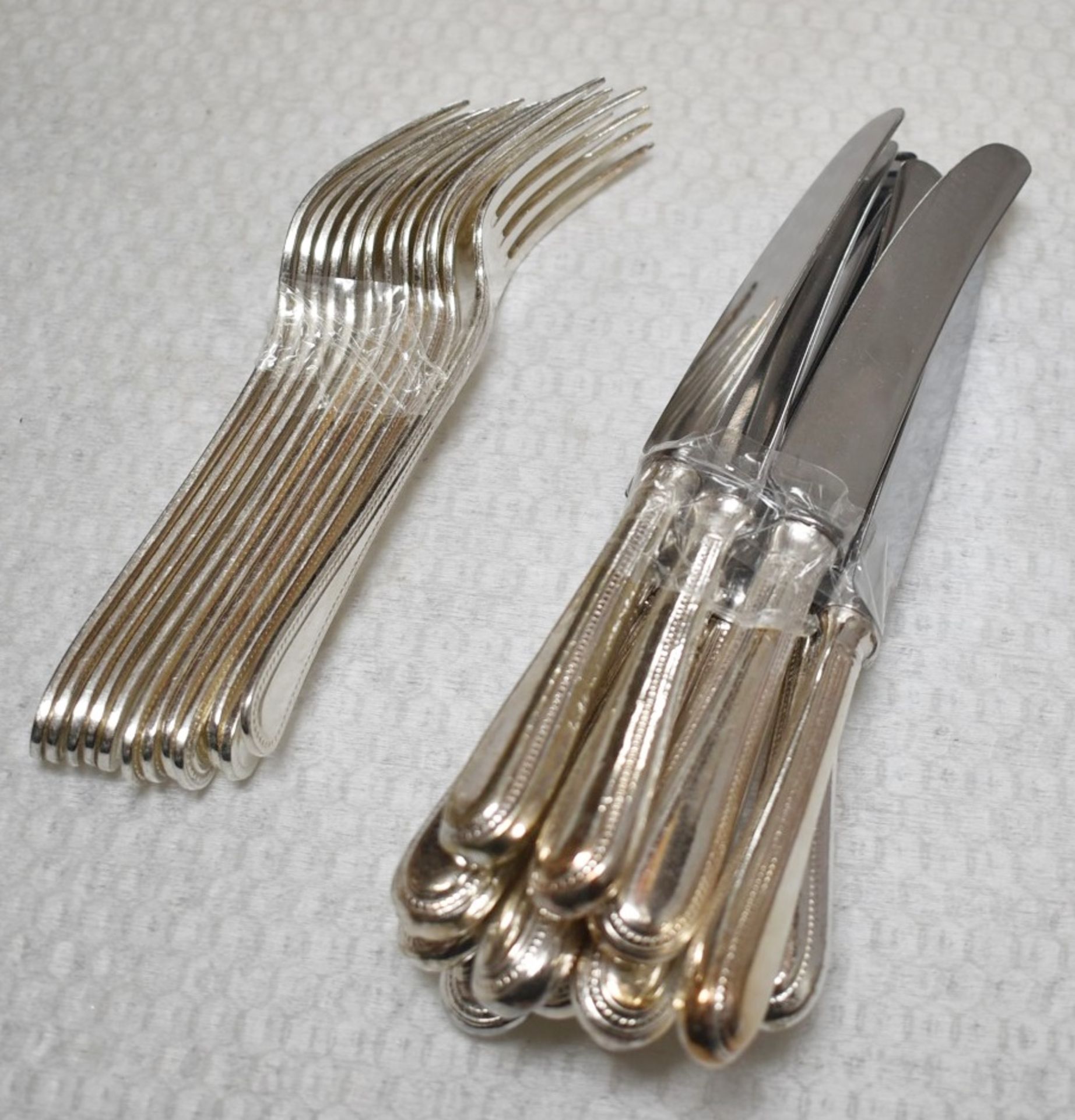 100 x Silver Plated Stainless Steel Decorative Knife & Fork Cutlery Sets - Includes 50 x Knives - Image 2 of 5