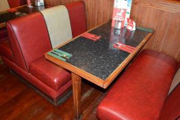 4 x Retro American Diner Style Double Leatherette Seating Benches With Tables - Seats 12 Persons