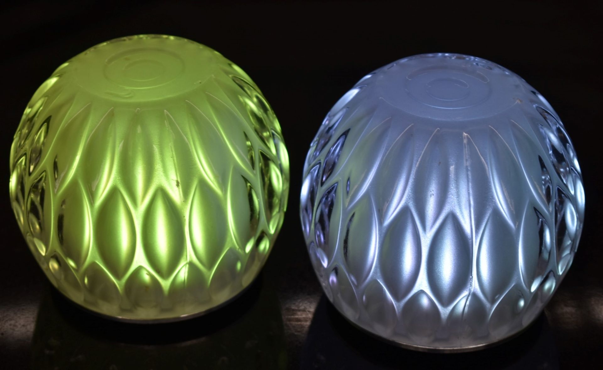 2 x Colour Changing LED Mood Light Table Lamps - Substantial Thick Glass Lights With Charging - Image 5 of 7