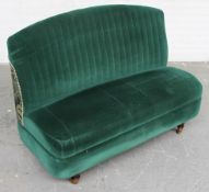 1 x Commercial Freestanding 2-Seater Booth Seating Sofa In A Deep Green Velvet With A Bespoke