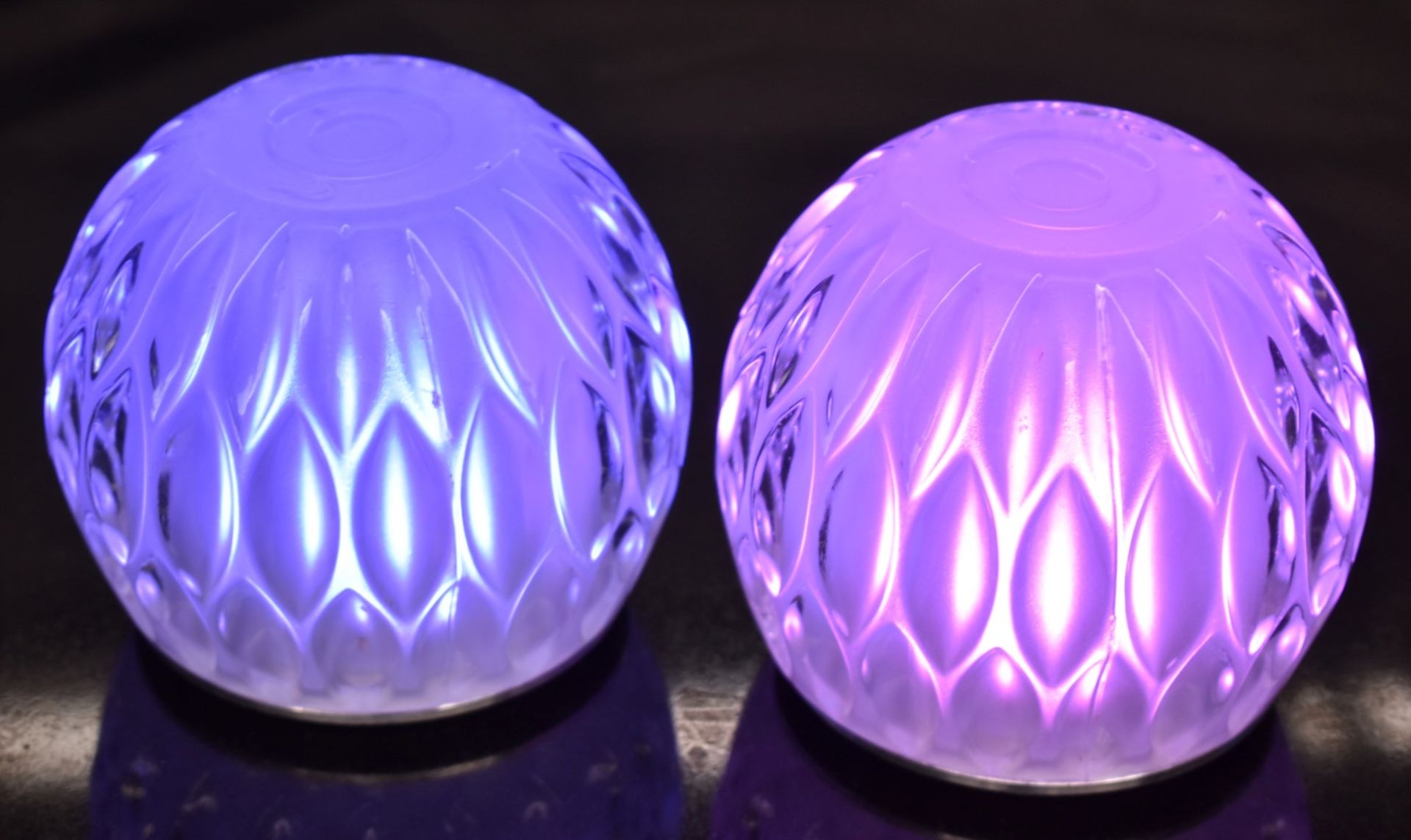 2 x Colour Changing LED Mood Light Table Lamps - Substantial Thick Glass Lights With Charging - Image 4 of 7