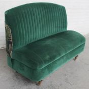 1 x Commercial Freestanding 2-Seater Booth Seating Sofa In A Deep Green Velvet With A Bespoke