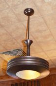 2 x Suspended Ceiling Lights With Brown Pitted Finish - Diameter 40 cm x 80 cm Drop