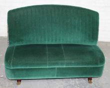 1 x Commercial Freestanding 2-Seater Booth Seating Sofa In A Deep Green Velvet With A Bespoke