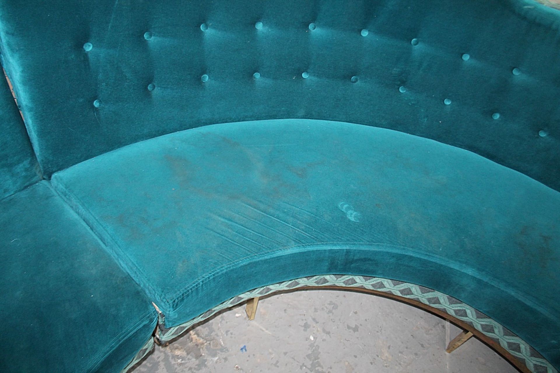 1 x Bespoke Commercial Curved C-Shaped Booth Seating Upholstered In Premium Teal Coloured Fabrics - - Image 7 of 17