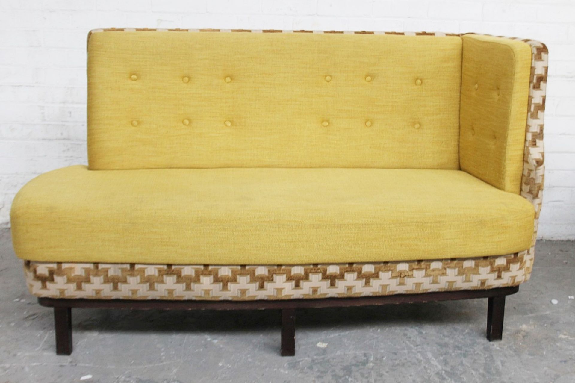 1 x Commercial Freestanding Right-Hand 2-Seater Bench, Upholstered In Premium Gold-Coloured Fabrics,
