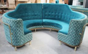 1 x Bespoke Commercial Curved C-Shaped Booth Seating Upholstered In Premium Teal Coloured Fabrics-