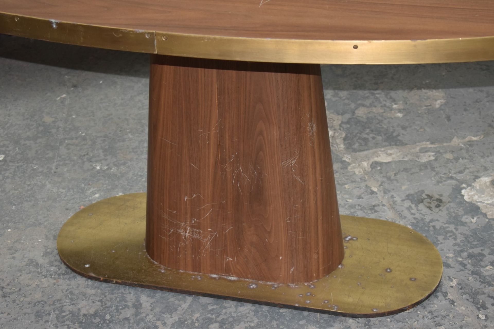 1 x Oval Banqueting Dining Table By AKP Design Athens - Walnut Top With Antique Brass Edging - Image 2 of 10