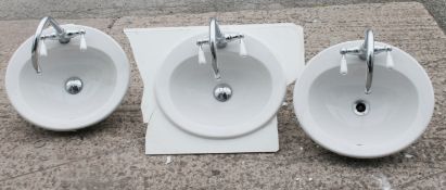 3 x Armitage Shanks Sink Basins With Taps - Prestigious Shop Fittings - Ref: GEN120/G-IT - CL668 -