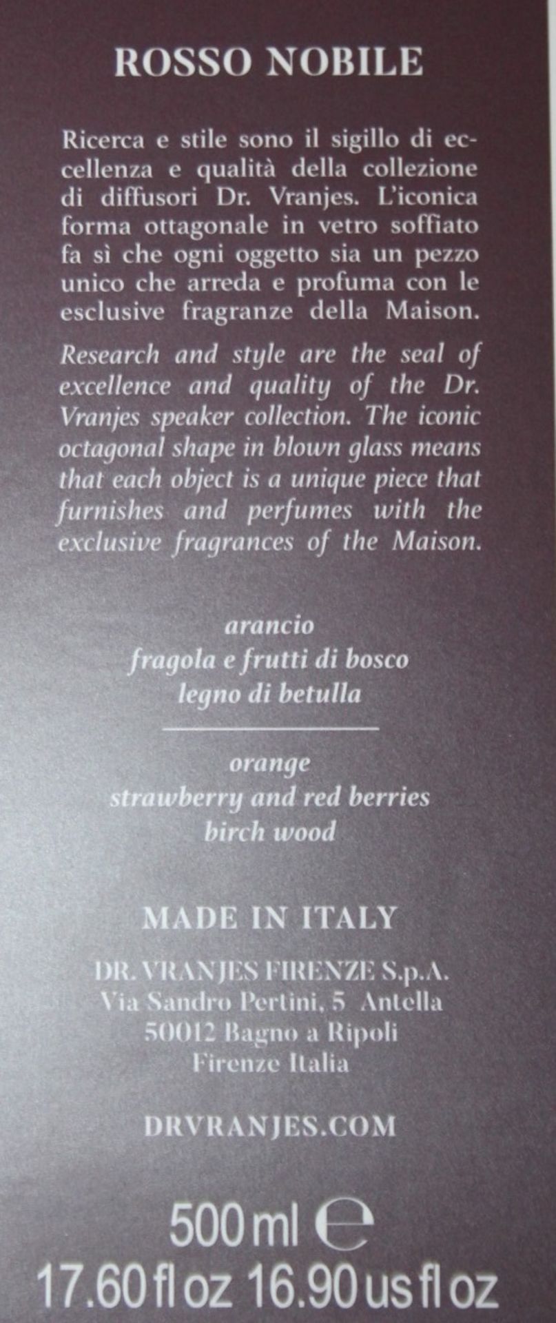 1 x DR. VRANJES FIRENZE 'Rosso Nobile' Fragrance Refill (500ml) - Original Price £71.95 - Unused - Image 6 of 7