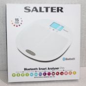 1 x SALTER Curve Bluetooth 'Smart Analyser Pro' Bathroom Scale, In White - Unused Boxed Stock - Ref: