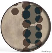 1 x ETHNICRAFT 'Notre Monde' Slate Layered Dots Large Round Glass Tray - Original Price £159.00