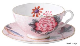 1 x WEDGWOOD 'Cuckoo' Fine Bone China Teacup and Saucer Set, In Pink - Original Price £55.00