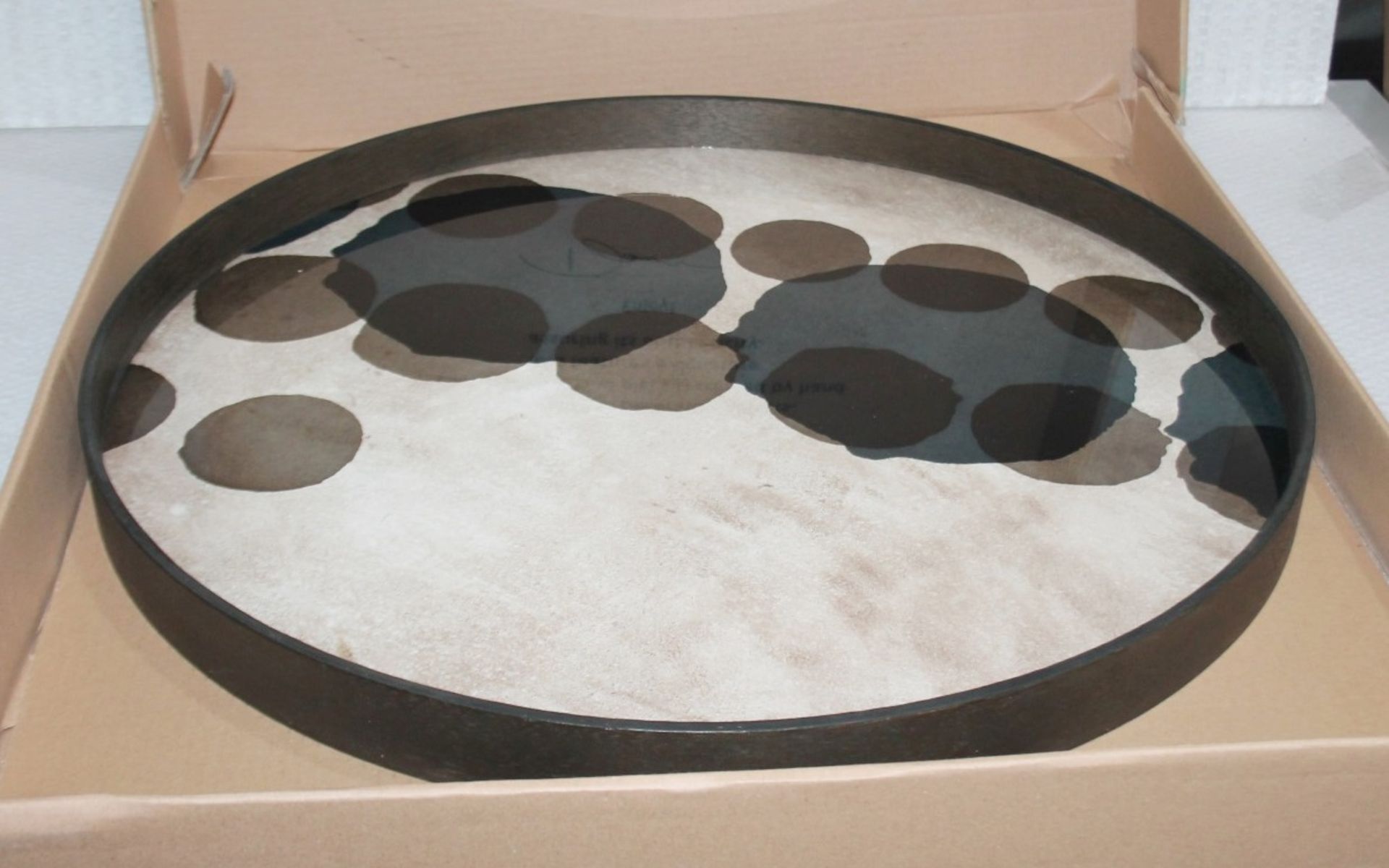 1 x ETHNICRAFT 'Notre Monde' Slate Layered Dots Large Round Glass Tray - Original Price £159.00 - Image 3 of 6