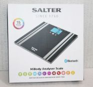 1 x SALTER MiBody Bluetooth Smart Analyser Bathroom Scale, In Black - Unused Boxed Stock