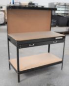 1 x Industrial Work Tool Bench With Overshelf, Perforated Wall, Large Drawer and Undershelf -