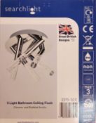 1 x Searchlight 5 Light Bathroom Ceiling Flush - Chrome and Bubbled Acrylic - New Boxed Stock - CL32