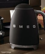 1 x SMEG Retro Kettle In Matt Black - Capacity: 1.7L - Original Price £189.00 - Ex-Display - Ref: