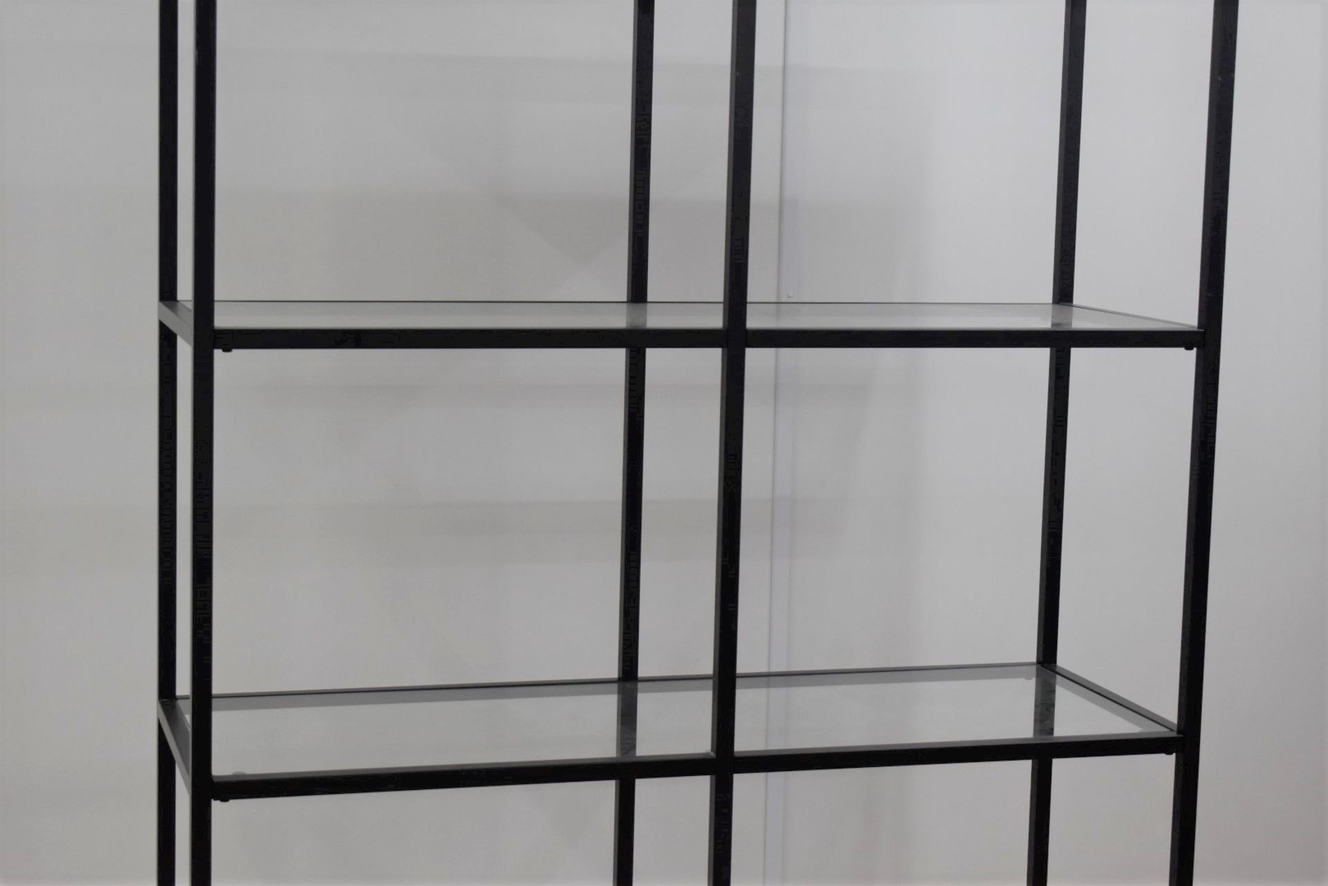 1 x Upright Modern Display Shelving Unit With Metal Frame and Glass Shelves - Image 5 of 5