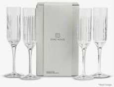Set Of 4 x SOHO HOME 'Roebling' Cut Crystal-Glass Champagne Flutes - Original Price £152.00 - Boxed