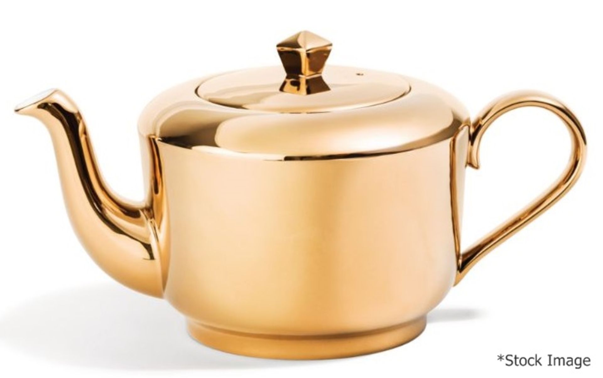 1 x RICHARD BRENDON 'Reflect' Fine Bone China Teapot In Gold - Original Price £250.00 *See Condition - Image 2 of 9