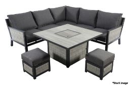 1 x HARTMANN 'Nouveau Square' Firepit Garden Furniture Set With Corner Sofa - New/Boxed - RRP £3,299
