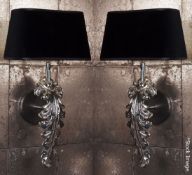 A Pair Of EICHHOLTZ 'Beau Site' Metal Wall Lamps With Black Velvet Shades - Total RRP £650.00