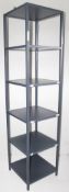 1 x Tall 2.1-Metre Tall 5-Tier Display Unit In Navy Blue Featurnig A Sturdy Metal Frame - Ex-Display