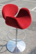 1 x Upholstered Barstool In Dark Red - Ex-Display Showroom Piece - Ref: GEN136 GIT - CL987 -