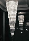 1 x NOVARESI 'Vortice' Luxury Italian 1.5-Metre Spiral 16-Light Chandelier With Murano Droplets