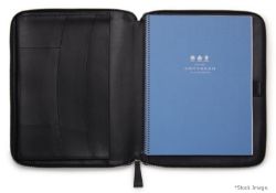 1 x SMYTHSON OF BOND STREET Luxury Pure Leather Zipped A4 Folder In Black - Original Price £595.00