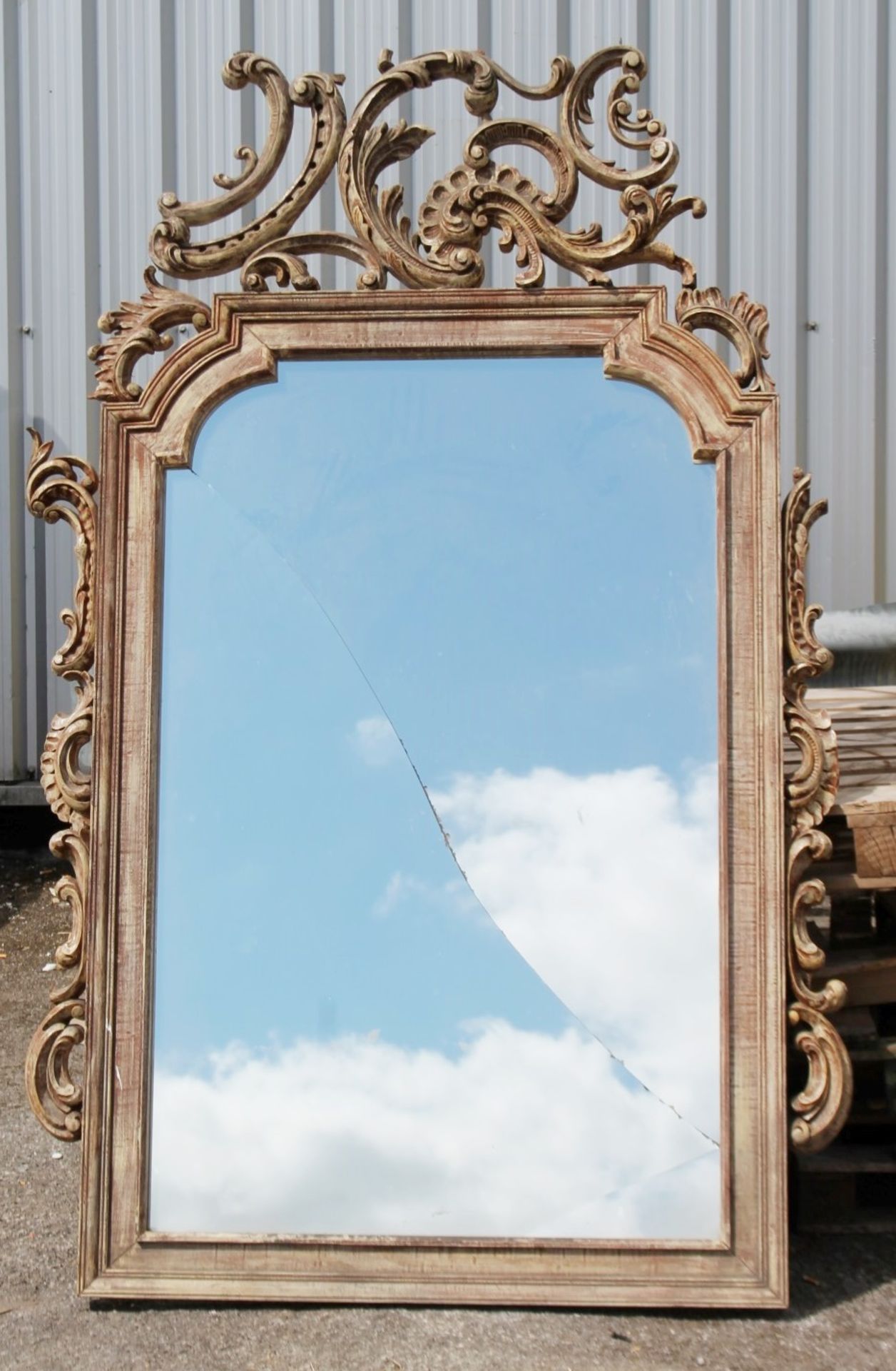 1 x Huge 2-Metre Tall Hand-Carved Gothic Mirror *Condition Report* Dimensions: H200 x W130 x
