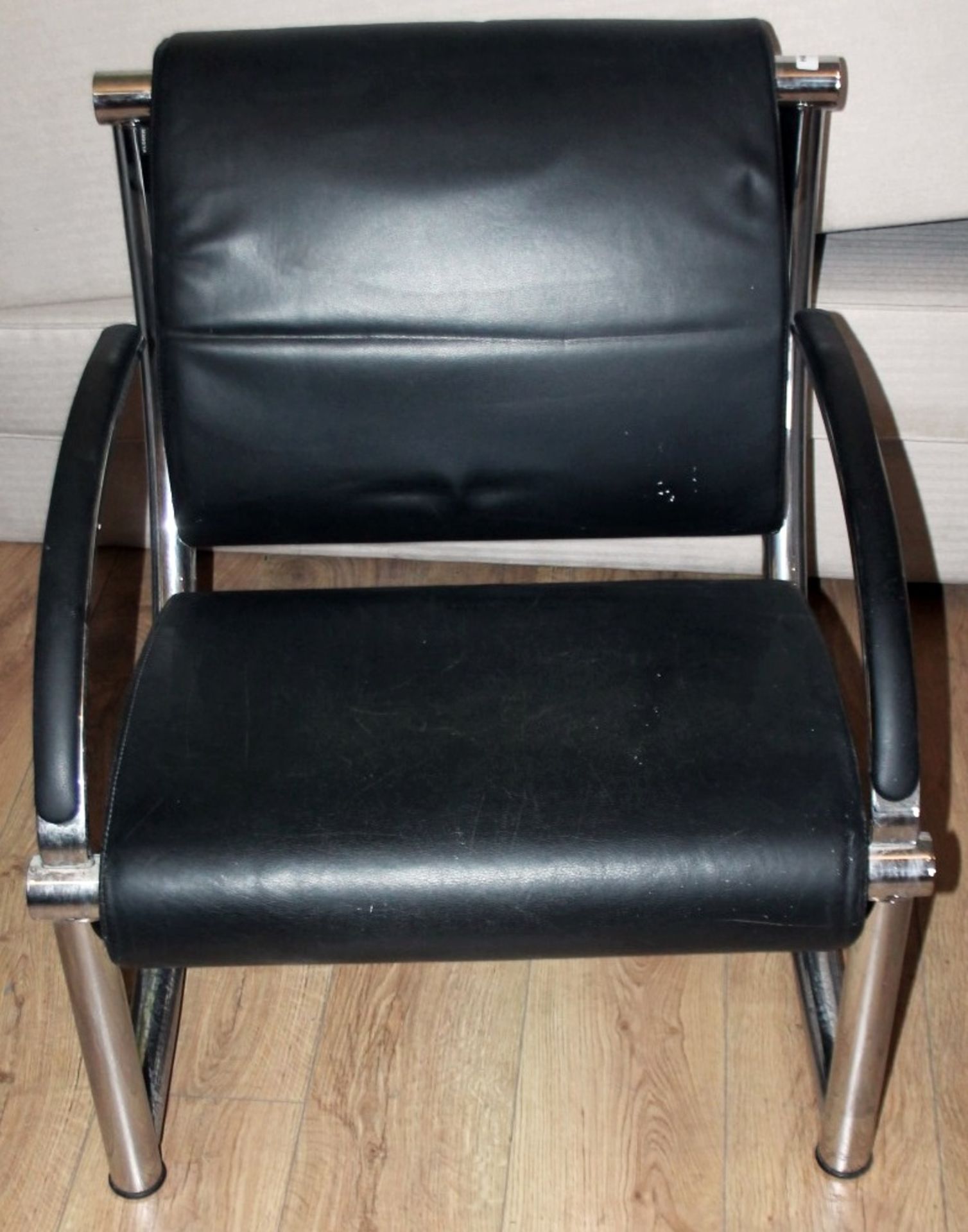 1 x Klöber Premium German Designed Black Leather & Chrome Armchair - Removed From An Office - Image 3 of 4