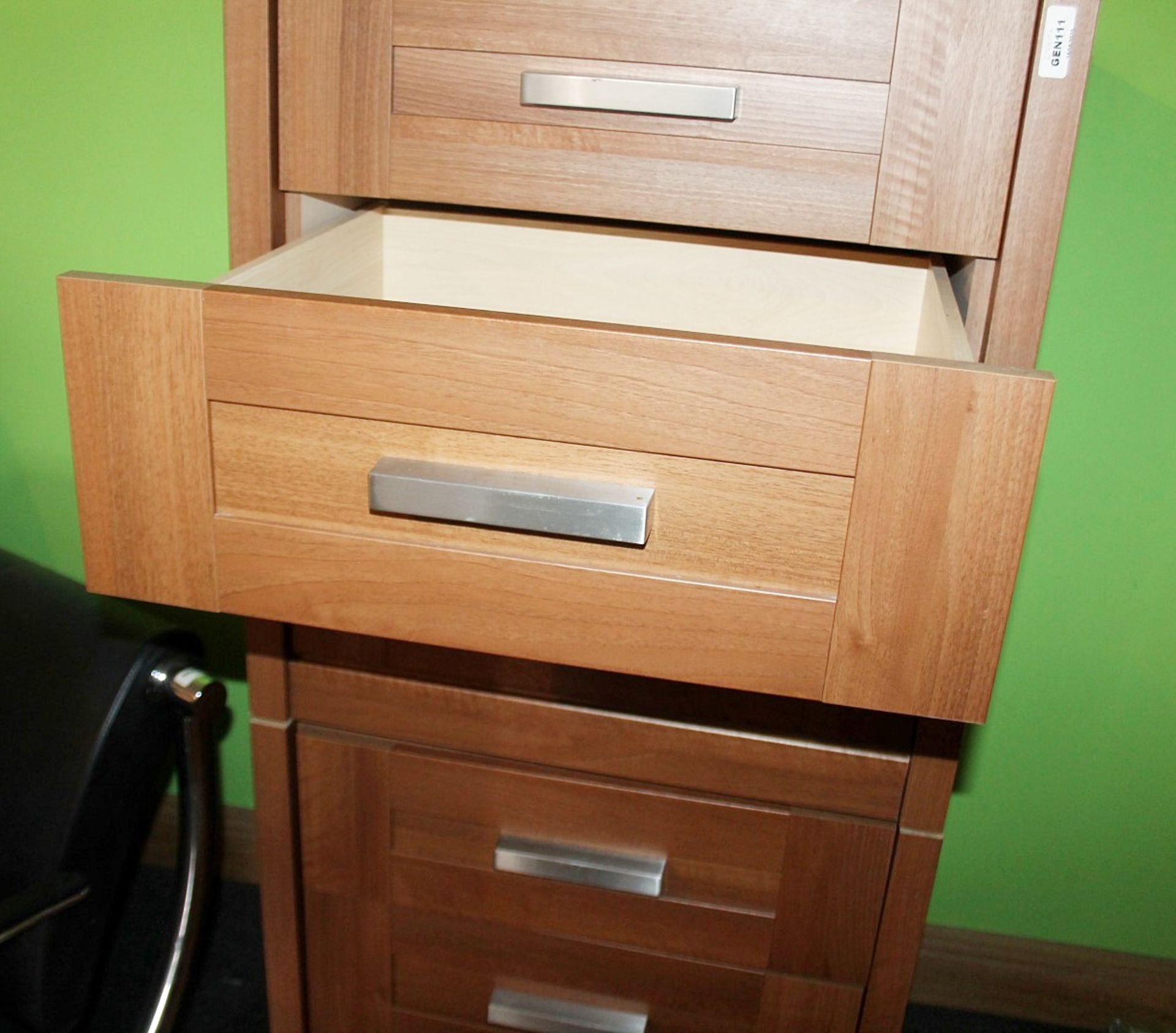 1 x Office Desk With 2 x Soft-Close Walnut Drawer Units With a Slate Effect Top - £5 Start, No - Image 2 of 6