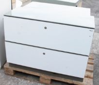 2 x Commercial 2-Door Glass Fronted Retail Cabinets In White - £1 Start, No Reserve - Ref: GEN144/