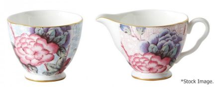 1 x WEDGWOOD 'Cuckoo' Floral Sugar Bowl & Cream Jug In Fine Bone China - Original Price £70.00 -