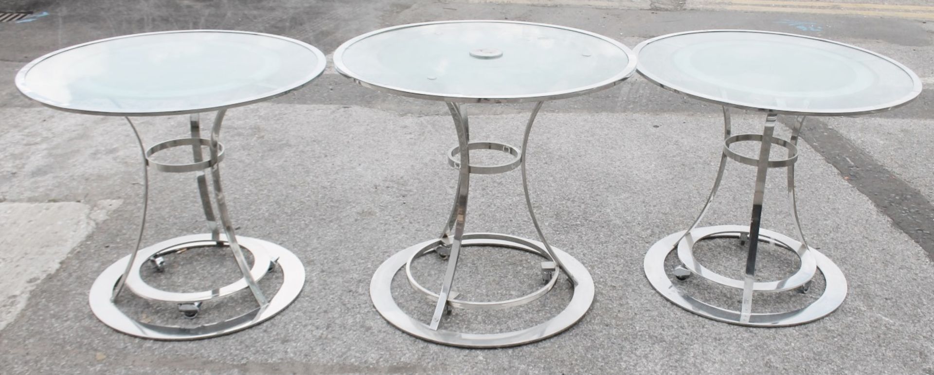 3 x Designer Tables In Glass And Chrome - Ex-Display Showroom Pieces - Ref: HAR254 GIT - CL987 -