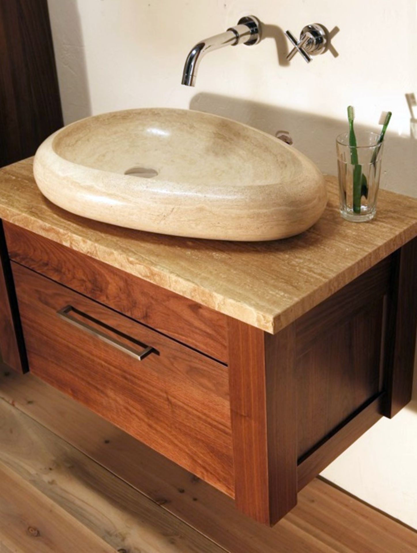 1 x Stonearth 'Pebble' Beige Travertine Stone Countertop Sink Basin - New Boxed Stock - RRP £560 - - Image 2 of 3