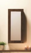 1 x Stonearth 300mm Wall Mounted Mirrored Bathroom Storage Cabinet - American Solid Walnut RRP £356