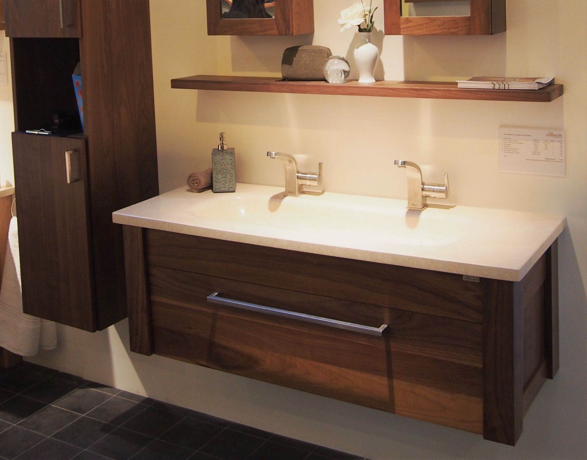 1 x Stonearth 'Venice' Wall Mounted 1200mm Washstand - American Solid Walnut - Original RRP £1,270 - Image 2 of 9