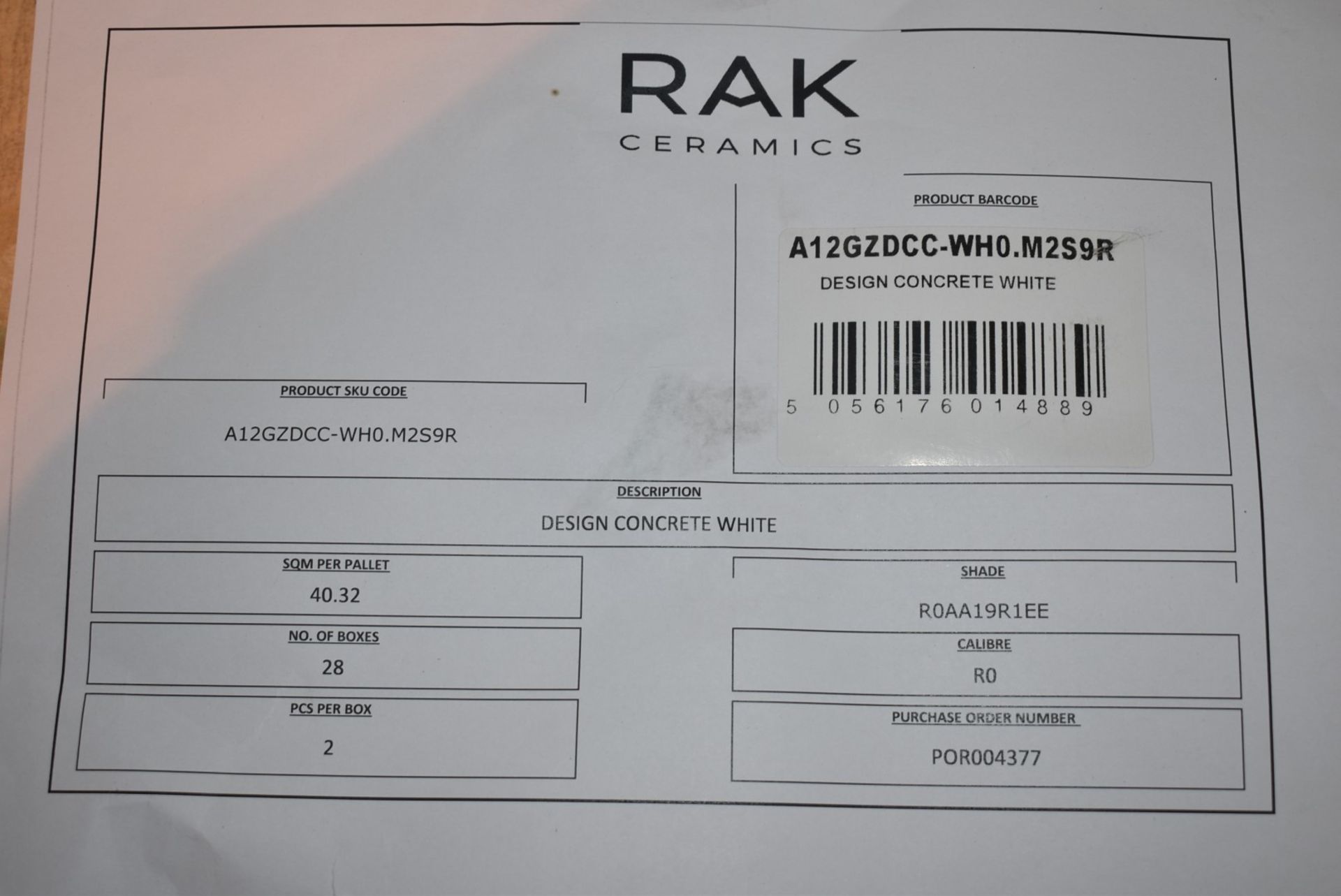 12 x Boxes of RAK Porcelain Floor or Wall Tiles - Design Concrete Range - White Colour With Matt - Image 8 of 13