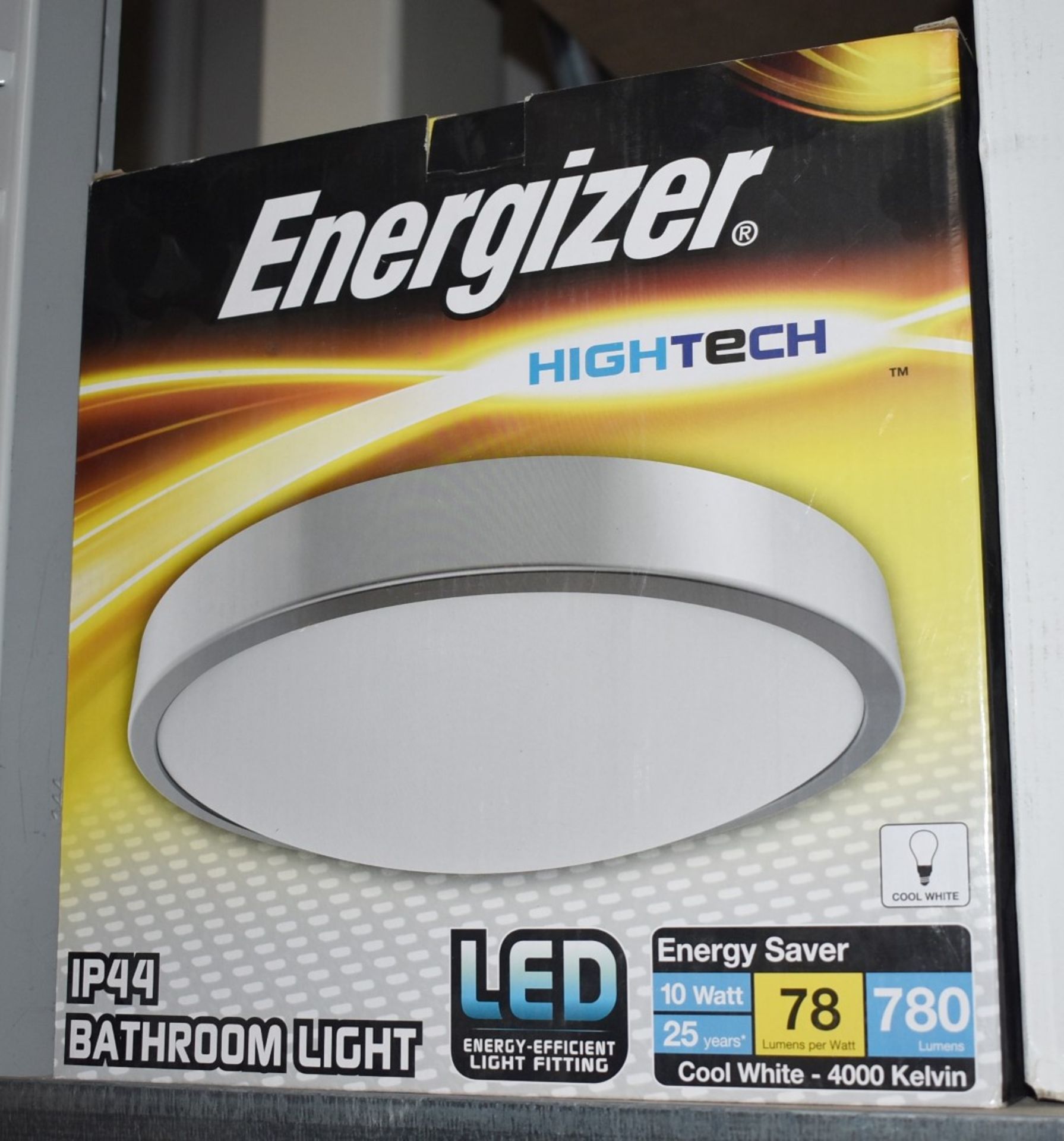 1 x Energizer 10w LED Bathroom Light - IP44 Rated - 4000k Cool White - Silver Finish With Opal - Image 2 of 5