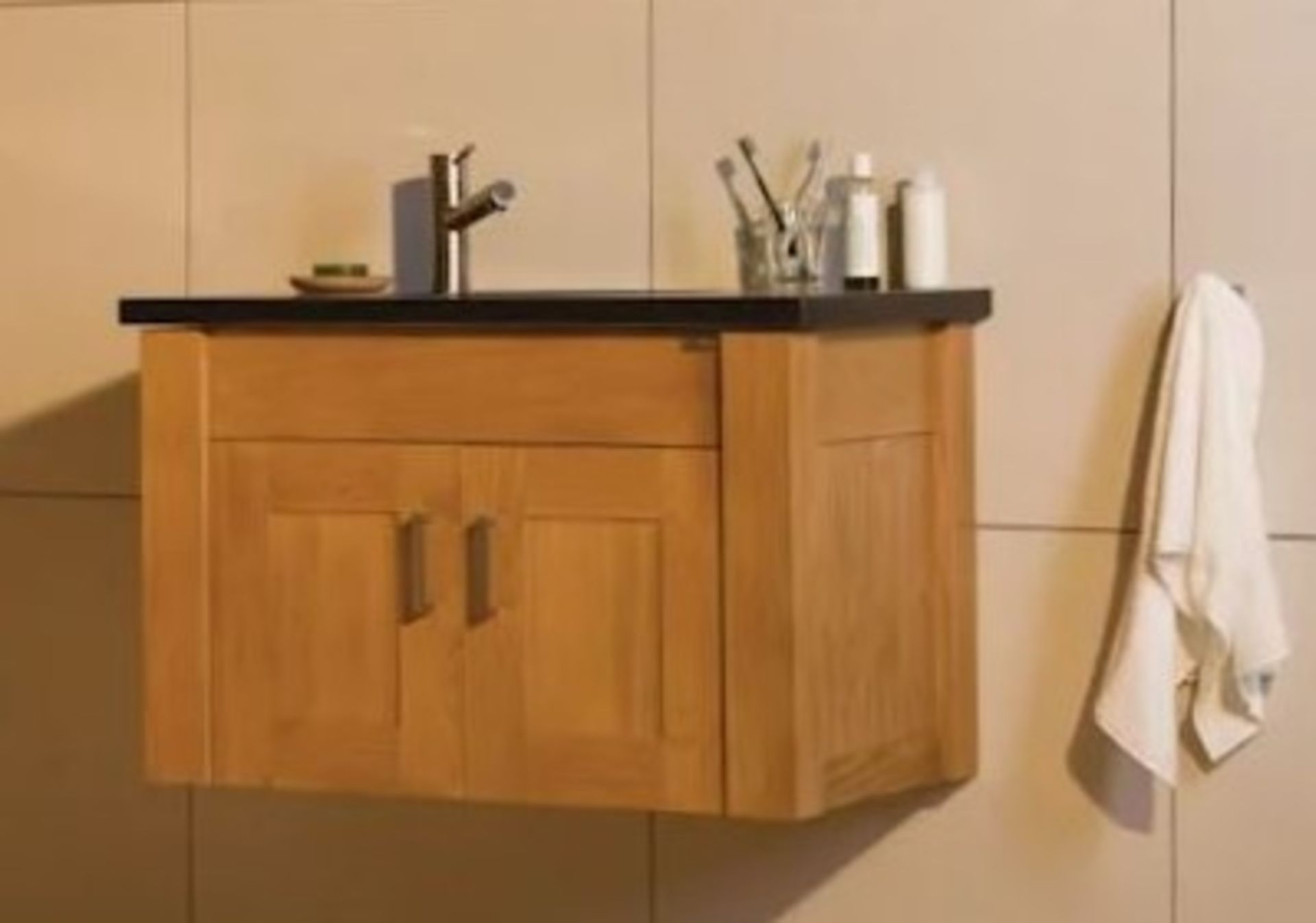 1 x Stonearth 'Venice' Wall Mounted 760mm Washstand - American Solid Oak - Original RRP £1,169