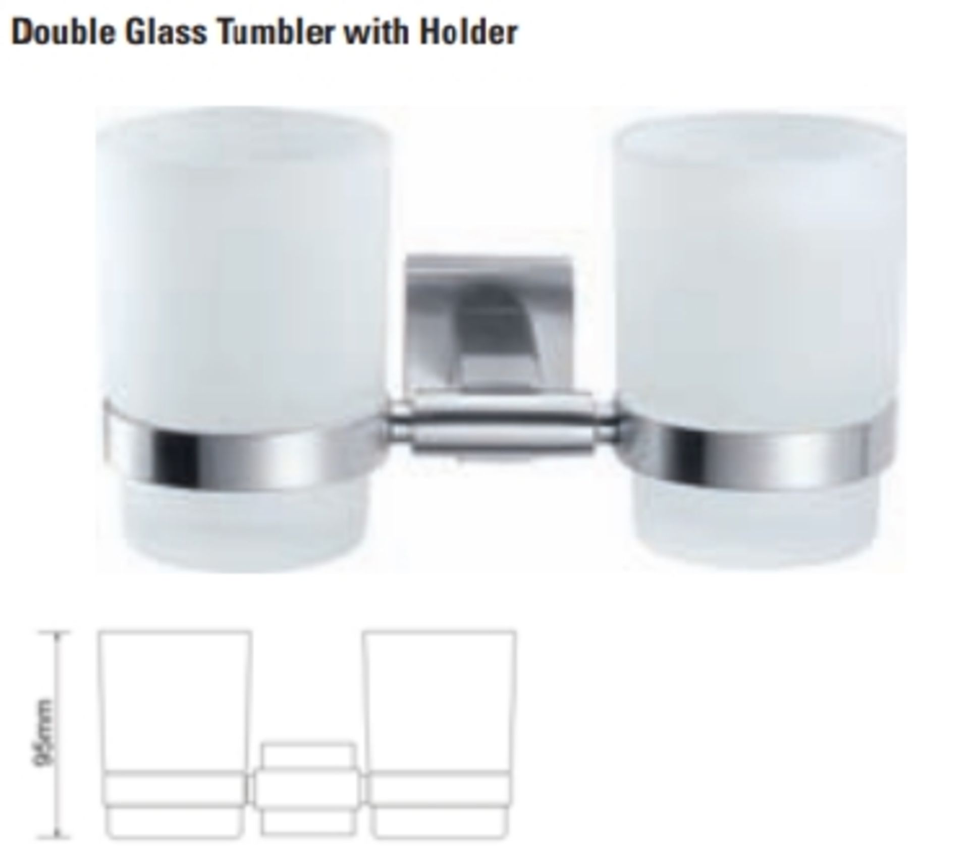 1 x Stonearth Double Frosted Glass Tumbler With Holder - Solid Stainless Steel Bathroom - Image 2 of 3