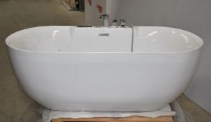 1 x Freestanding Whirlpool Bath - Digital Panel, Music Player, Spray Jets, Shower Head, Tap & Remote