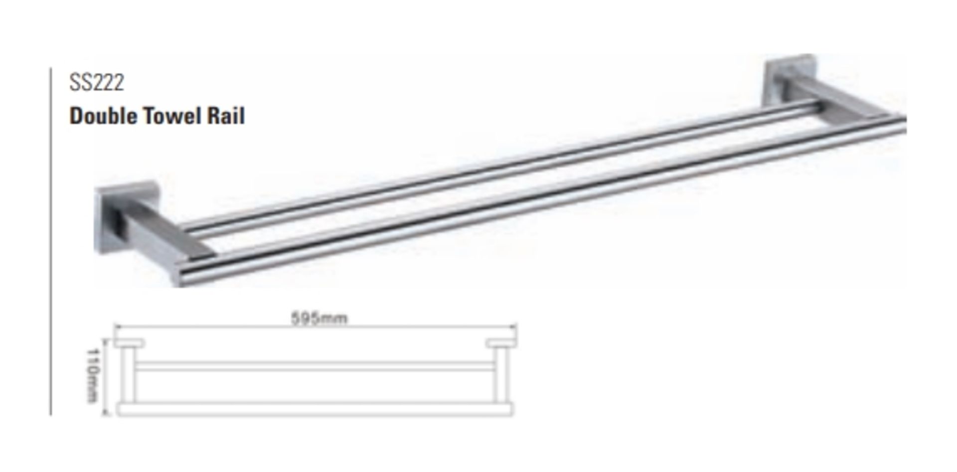 1 x Stonearth Double Towel Rack Rail - Solid Stainless Steel Bathroom Accessory - Brand New & - Image 2 of 3