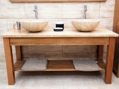 1 x Stonearth 'Prestige' Open Shelf 1500mm Countertop XL Washstand - American Solid Oak - Original