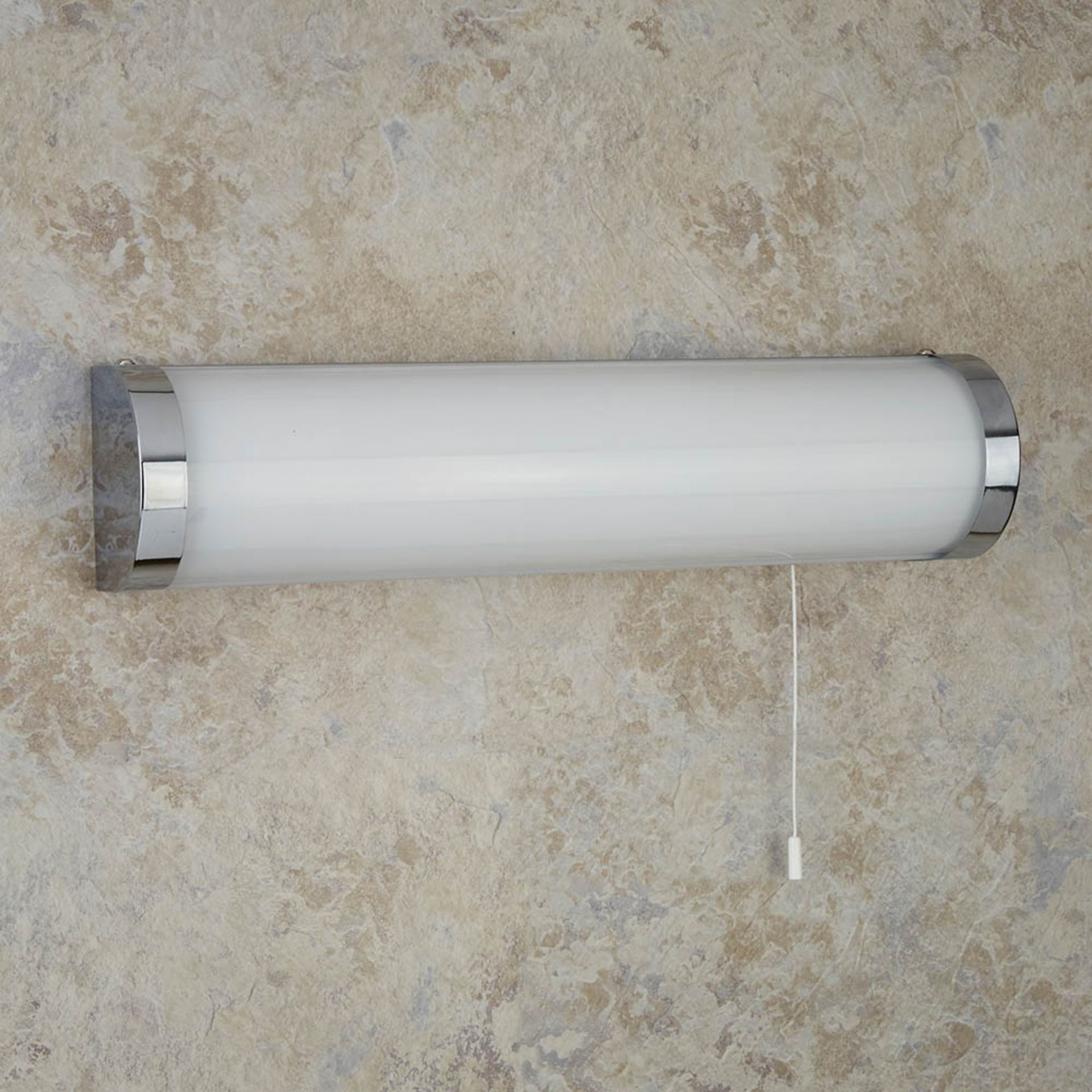 1 x Searchlight Bathroom Light Fitting - Poplar 40cm Wall Light With Frosted Glass Shade, Chrome - Image 2 of 4